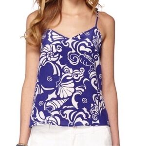 NWT Lilly Pulitzer Silk Dusk Tank Top in Spectrum Blue Tide Pools Print - XS